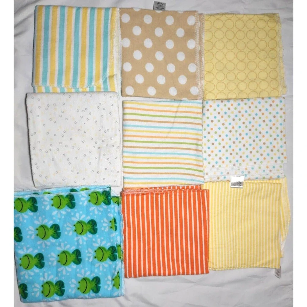9pc Unisex Baby Receiving Blanket Luvable Friends Child of Mine Polka Dot Stripe